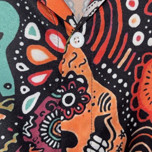 Mens Unisex Day of the Dead button Shirt 3x Short Sleeve Dia De Los Muertos Top - Picture 2 of 5